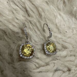 Elegant Yellow Crystal Drop Earrings